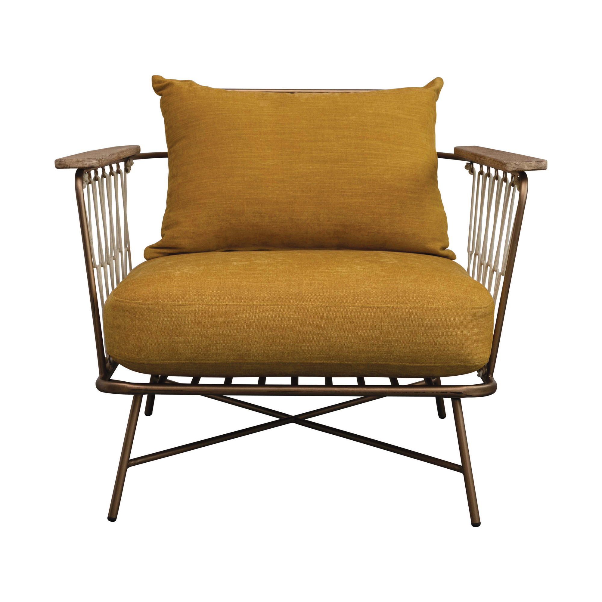 341/4"W x 33"D x 271/2"H Metal & Woven Nylon Rope Chair w/ Cushions