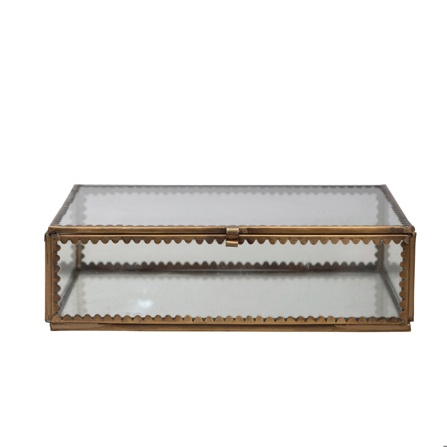 Sharp Glass Box Brass & Glass Display Box w/ Scalloped Edges