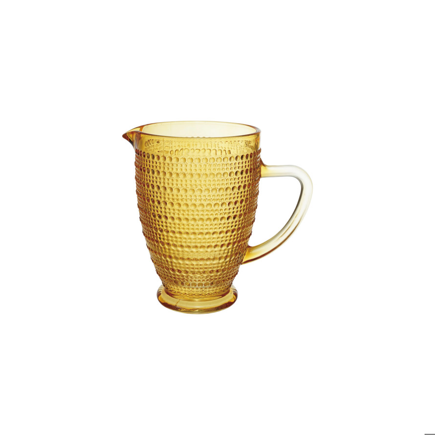 Color Pitcher 32 oz. Glass Footed Pitcher with Raised Dots, Yellow