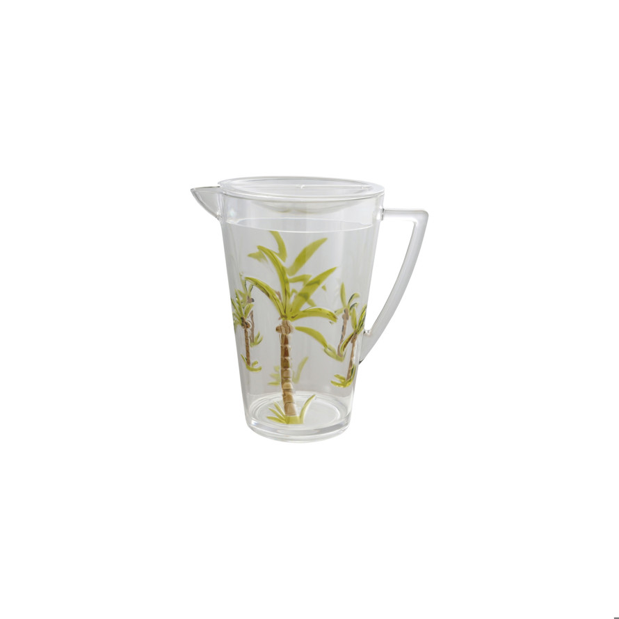 Tree Colorful Pitcher 2-1/2 Quart Acrylic Pitcher with Palm Trees & Lid